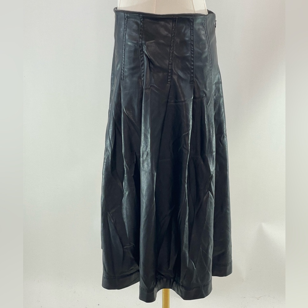 Natori Faux Leather Midi Skirt Black, 4 - Picture 4 of 9